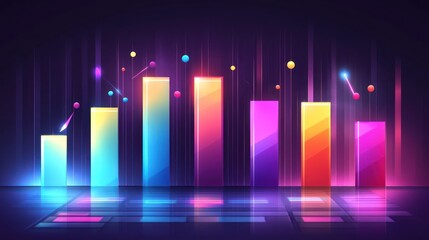 Poster - Abstract Neon Bar Graph Data Visualization Design