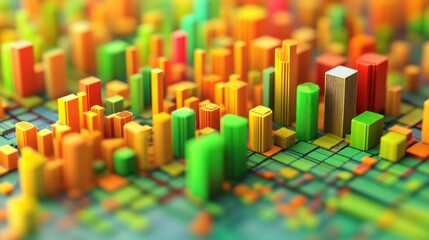 Poster - Abstract Colorful Cityscape Block Structures Design
