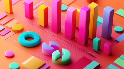 Poster - Abstract Colorful Three Dimensional Geometric Shapes