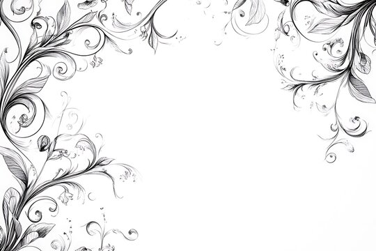 Calligraphic decorative elements with lines