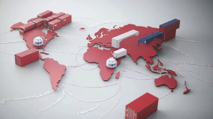 Poster - Global Shipping Routes Illustrating International Trade