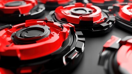 Poster - Red and black circular objects arranged in a pattern