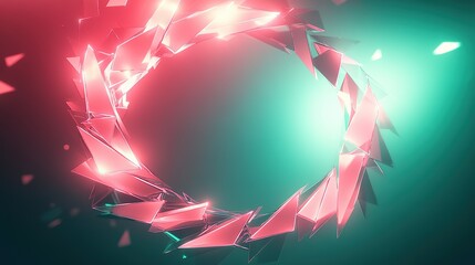 Leinwandbilder - An abstract piece composed of curved glowing triangles seamlessly joined to form a radiant circular motif
