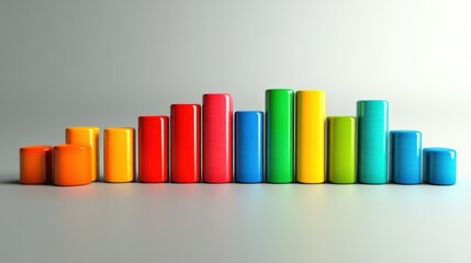 Poster - Colorful Cylinders Arranged In A Rainbow Pattern