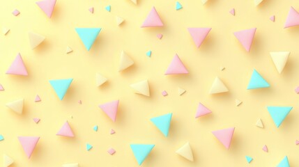 Poster - Pastel Triangles Scattered On Yellow Background