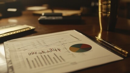 Poster - Financial Report Charts Graphs And Data On Desk