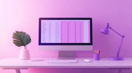Poster - Modern Workspace Setup With Computer And Accessories