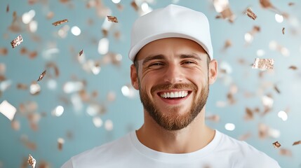 Man with a white hat and beard is smiling and looking at the camera