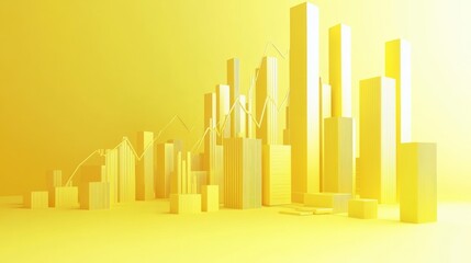 Poster - Yellow Cityscape Illustrating Upward Trending Growth