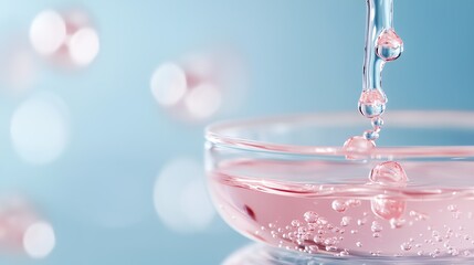 Poster - Glass of pink liquid is poured into a bowl