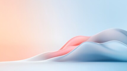 Poster - Blue and pink background with a mountain range in the foreground
