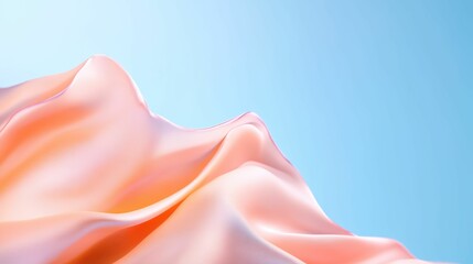 Poster - Pink fabric is draped over a blue background