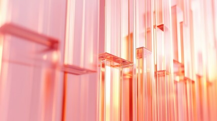 Poster - Abstract Orange Glass Blocks Vertical Structure
