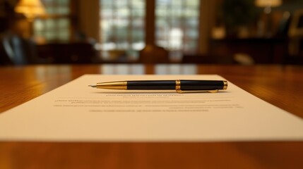 Poster - Elegant Pen Rests on Important Legal Document
