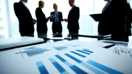 Poster - Businesspeople Meeting Review Financial Charts Graphs