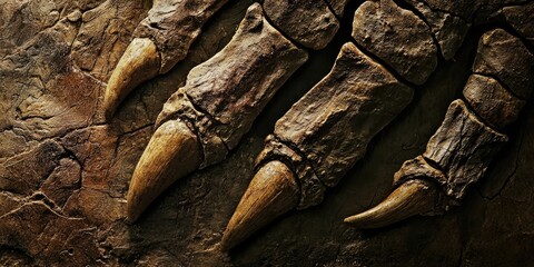 Wall Mural - a fossilized dinosaur claw, revealing intricate details and evidence of evolution over millions of y