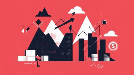 Aufkleber - Abstract Mountainous Graph Showing Growth And Financial Success