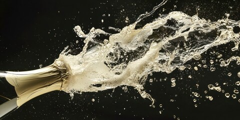 Canvas Print - Champagne bottle is opened and the liquid is pouring out