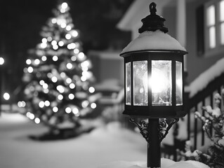 Canvas Print - Christmas Chimney Lights in Snow