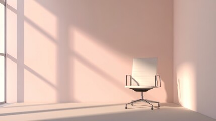 Poster - Modern Office Chair In A Minimalist Pink Room