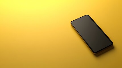 Aufkleber - Black Smartphone on Yellow Background Displaying Blank Screen