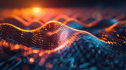 Poster - A vibrant abstract geometric representation showcasing the interconnectedness of theory concepts through colorful waves and intricate patterns.