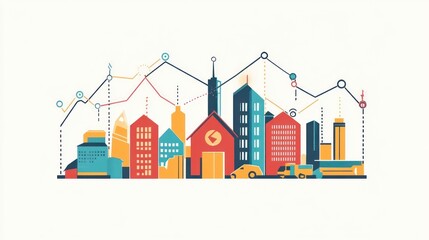 Poster - Abstract Cityscape Illustrating Growth and Development Trends