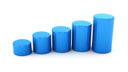 Poster - Ascending Blue Cylinders Illustrating Growth Progress