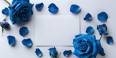 Wall Mural - blue roses with card