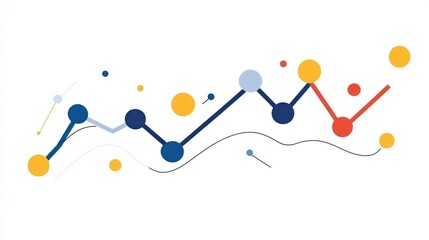 Poster - Abstract Colorful Line Graph with Dots