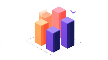 Poster - Colorful isometric bar graph shows upward trend
