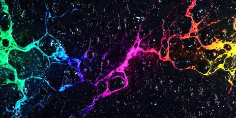 Poster - Colorful painting of a rainbow with a black background
