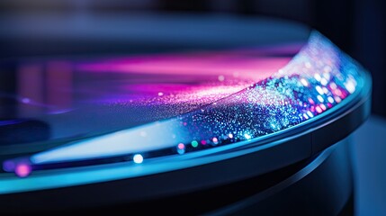 Aufkleber - a futuristic assistant device featuring a sleek look with a vibrant holographic display.