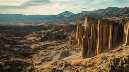 Sticker - Majestic Desert Landscape With Unique Rock Formations