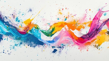 Fototapete - Colorful abstract waves and splashes on a white background ideal for contemporary artistic designs and vibrant visual projects