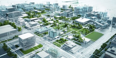 Poster - Advanced city technology interface, featuring holographic controls, real-time infrastructure monitoring, and interactive design elements.
