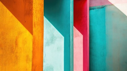 Poster - Colorful Abstract Wall Shadows Contemporary Design for Modern Art Themes