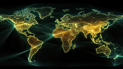 Aufkleber - Global Network Connections Illuminating World Map