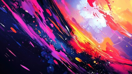 Poster - Dynamic Abstract Colorful Splashes with Fluid Brush Strokes and Bold Hues for Background or Artistic Projects