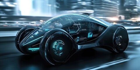 Poster - Futuristic urban mobility interface, with interactive transportation maps, live data visualization, and tech-driven controls.