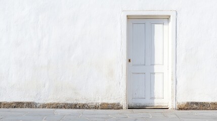 Aufkleber - Isolated Vertical White Door Against Plain White Wall Background for Architecture and Interior Design Concepts