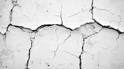 Poster - Vertical Texture of Cracked White Brick Wall with Grunge and Vintage Appearance for Background Design or Artistic Projects