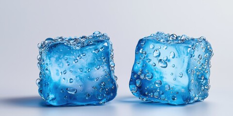 Aufkleber - Two blue ice cubes with water droplets on them