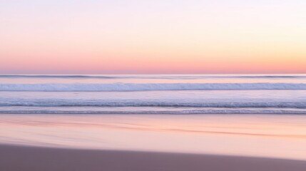Aufkleber - Serene ocean at sunset with gentle waves and soft pink reflections creating a tranquil coastal landscape for relaxation and inspiration.