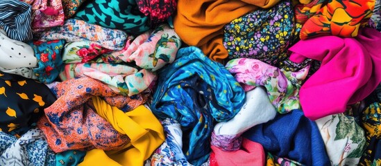 Poster - Colorful and vibrant assortment of diverse fabrics ideal for creative design projects and textile inspiration