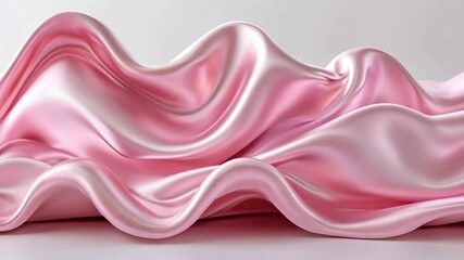 Poster - Soft pink satin fabric draped gracefully across a smooth surface in a well-lit setting