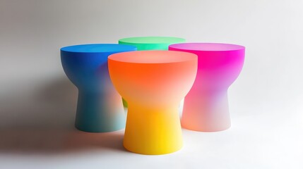 Aufkleber - Colorful neon gradient stools in a contemporary design showcasing vibrant hues and a modern aesthetic for unique interior decor.