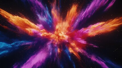 Poster - Colorful Abstract Explosion of Powder Creating a Dynamic Artistic Background for Creative Projects and Designs