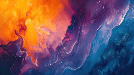 Poster - Vibrant abstract background featuring dynamic waves of blue orange and purple showcasing modern design and energetic aesthetics