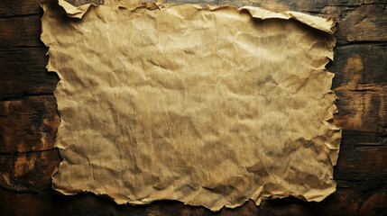 Poster - Vintage textured paper on rustic wooden table for creative art and design projects